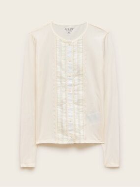 nwt j.crew feather jersey lace cardigan top in ivory S